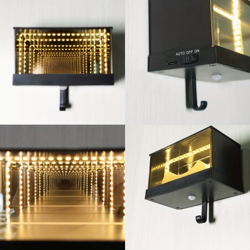 Wall-Mounted Mirror Key Hook – LED Infinity Light for Car Lovers