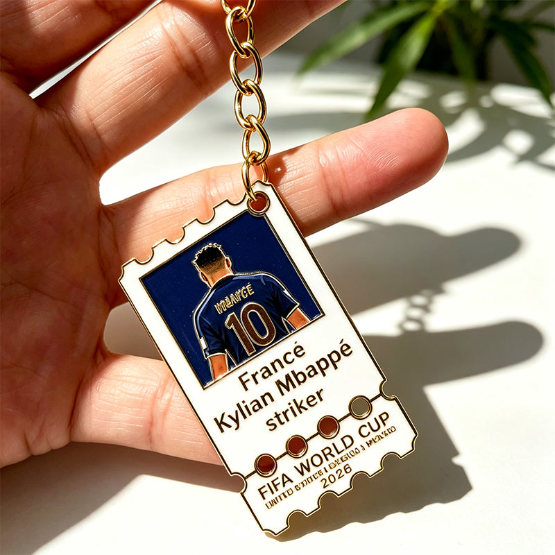 Metal Football Star Stamp Keychain