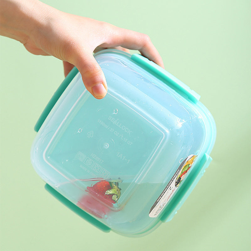 Portable Double-Layer Salad Box with Sauce Cup – Microwave Safe