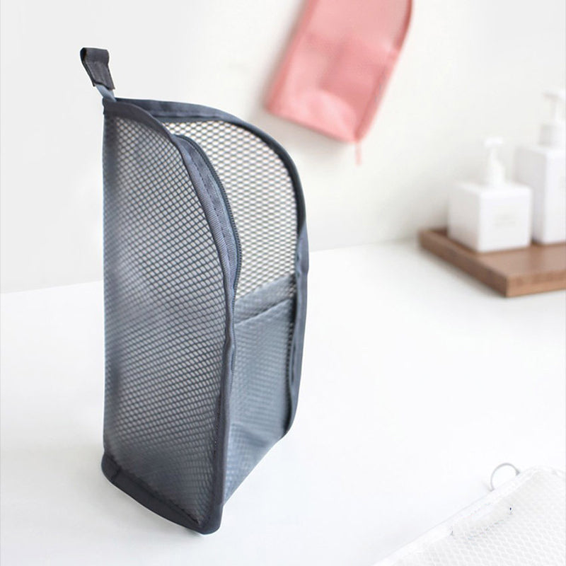 Portable Stand-Up Travel Makeup & Toiletry Bag – Breathable Mesh