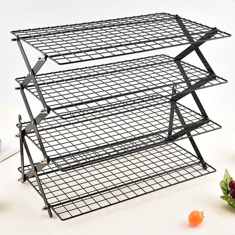 Multi-Layer Foldable Mesh Storage Rack with Adjustable Height