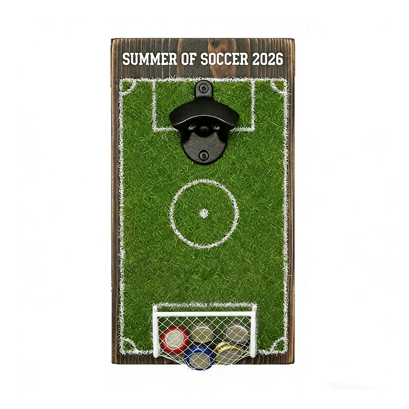 Soccer Field Wall Bottle Opener with Cap Catcher