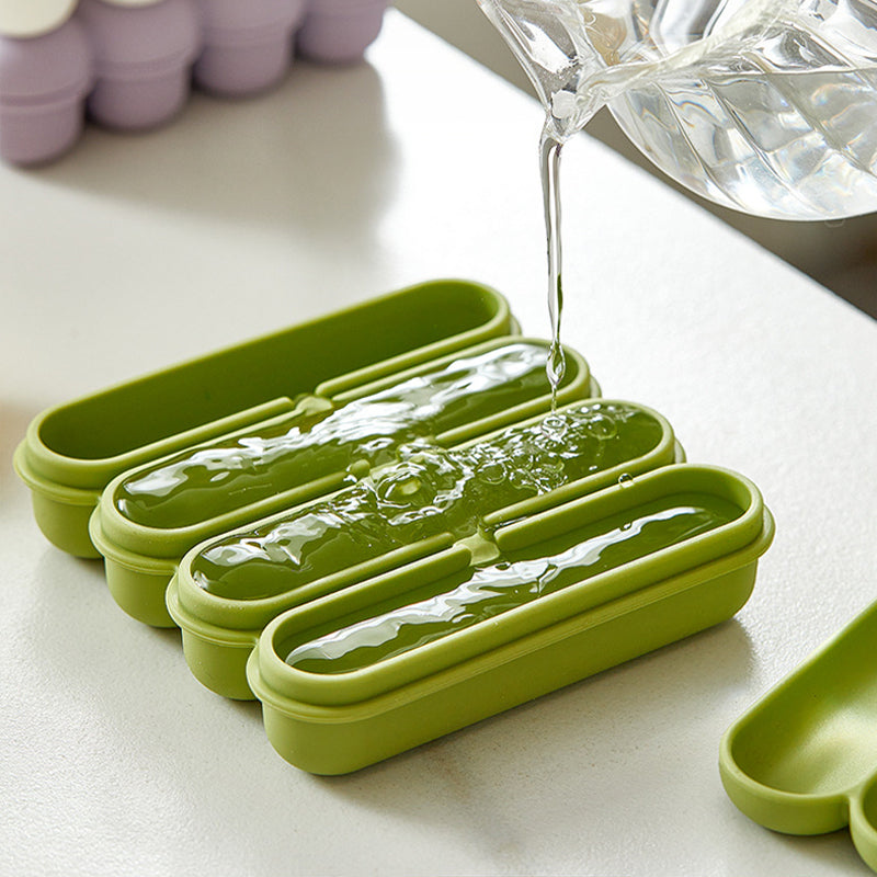 4-Grid Silicone Ice Stick Tray with Lid