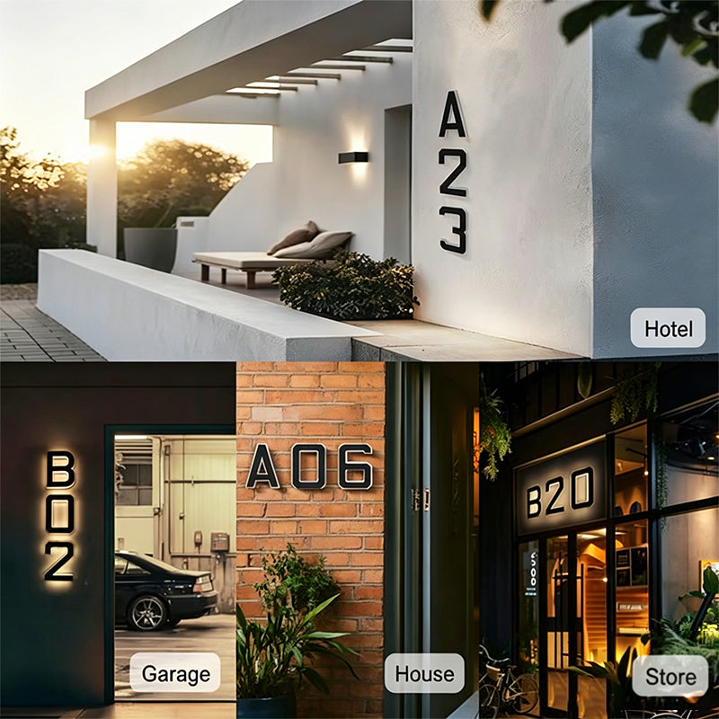 Solar Powered LED House Number Sign with Automatic Lighting