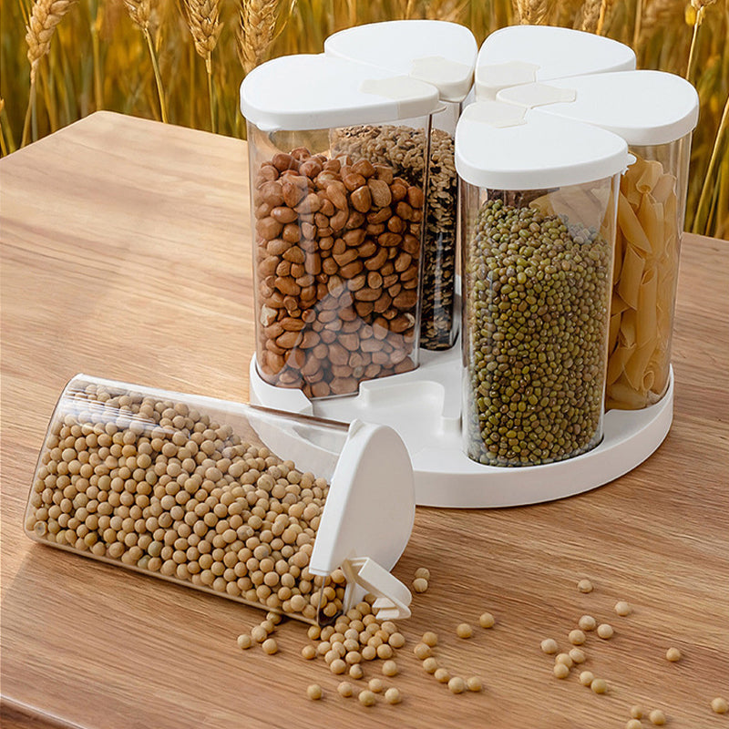 360° Rotating 6-Compartment Airtight Grain Storage Rack