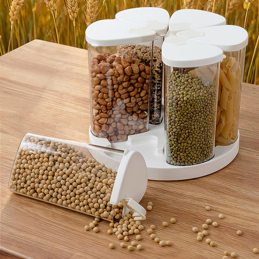 360° Rotating 6-Compartment Airtight Grain Storage Rack