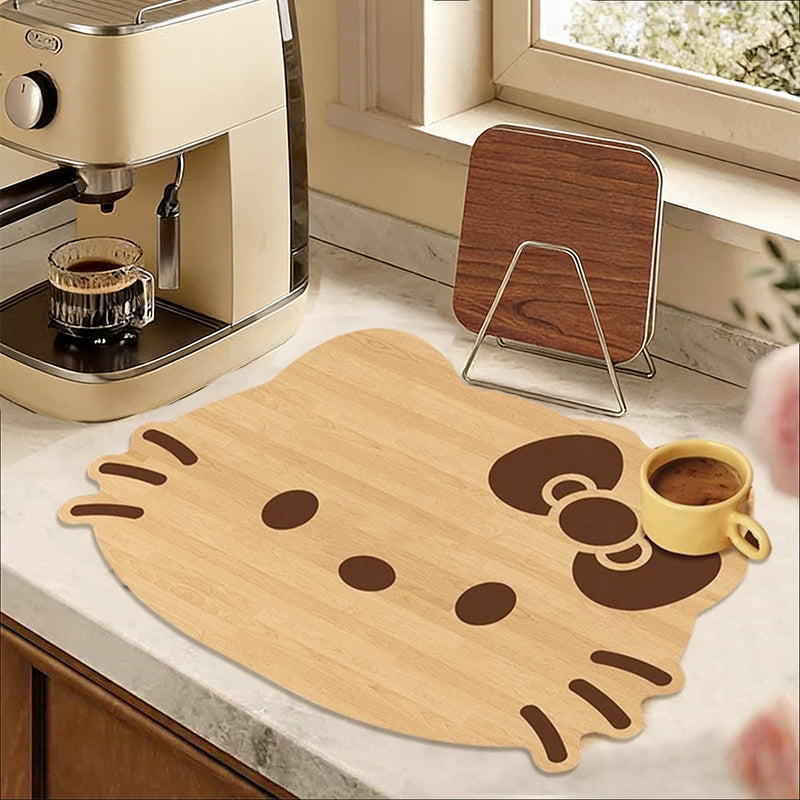 Absorbent & Heat-Resistant Cat Wood Grain Drain Mat