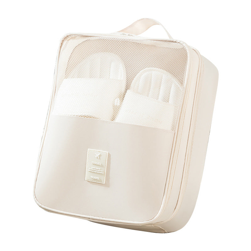 Portable Triple-Layer Shoe Organizer Bag with Back Pocket