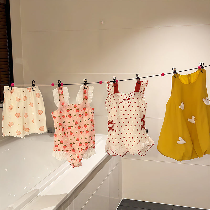 Portable Travel Elastic Clothesline with Windproof Clips & Hooks