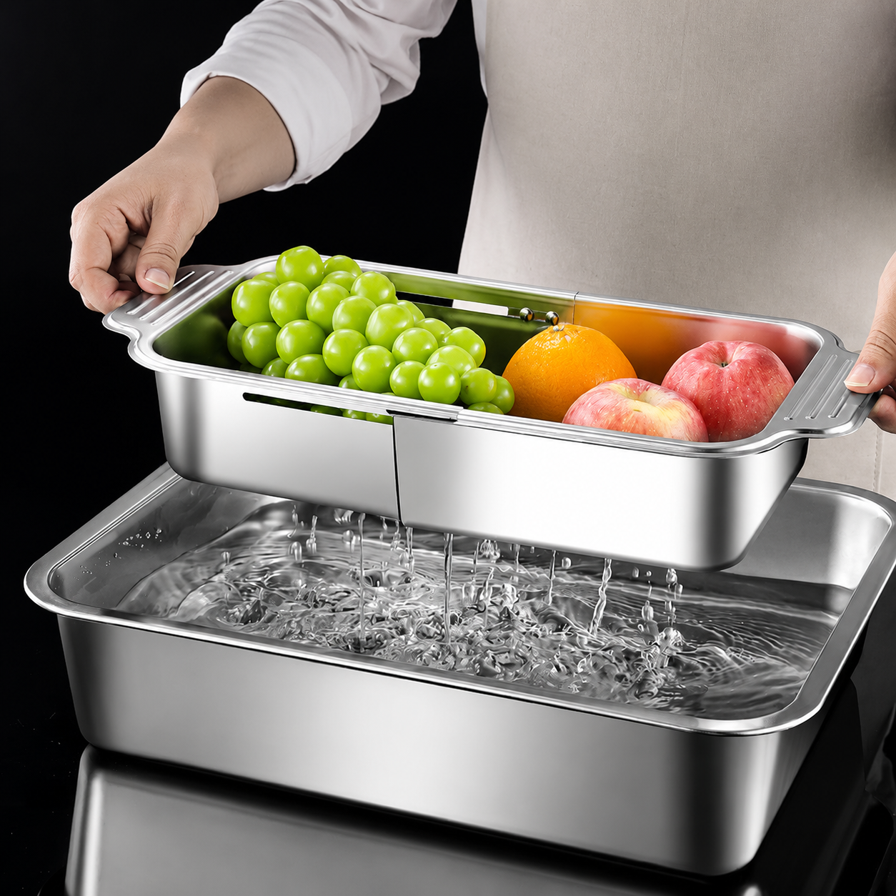 Expandable Stainless Steel Sink Colander Rack