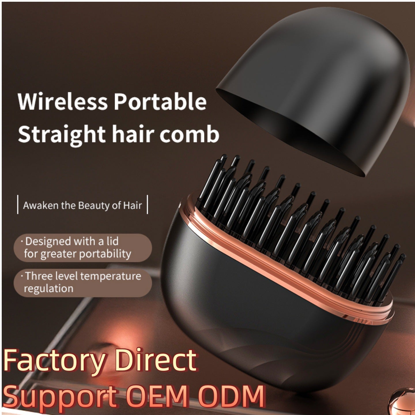 Wireless Portable Hair Straightening Comb – Compact Travel Ionic Hair Brush