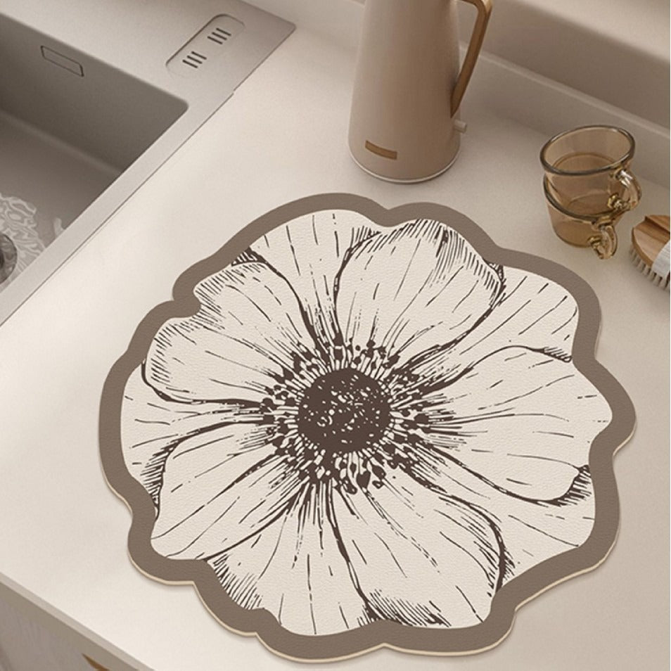 Rose-pattern Water Draining Mat