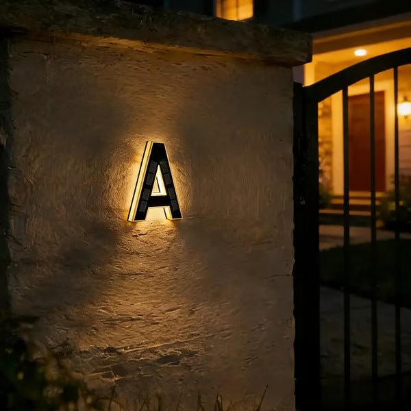 Solar Powered LED House Number Sign with Automatic Lighting