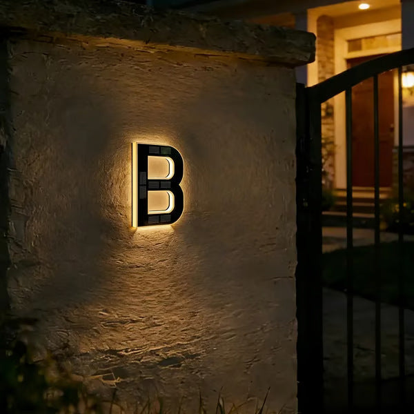 Solar Powered LED House Number Sign with Automatic Lighting