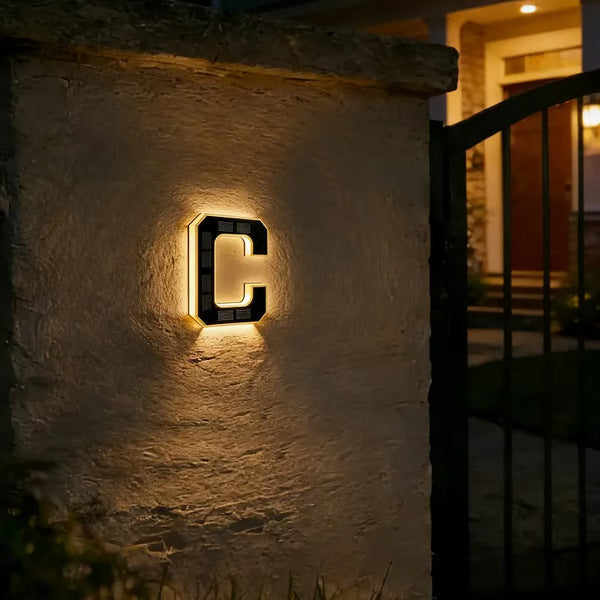 Solar Powered LED House Number Sign with Automatic Lighting