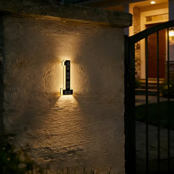 Solar Powered LED House Number Sign with Automatic Lighting