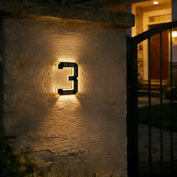 Solar Powered LED House Number Sign with Automatic Lighting