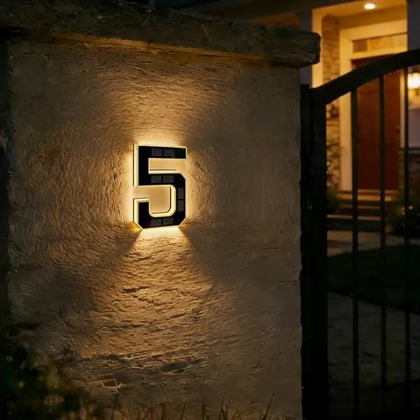 Solar Powered LED House Number Sign with Automatic Lighting