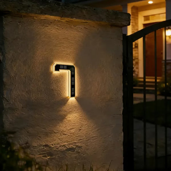 Solar Powered LED House Number Sign with Automatic Lighting