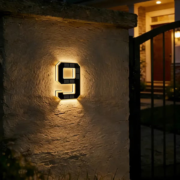 Solar Powered LED House Number Sign with Automatic Lighting