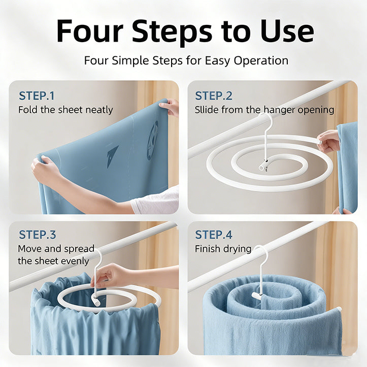 Foldable Stainless Steel Quilt Hanger for Blankets, Towels & Bedding