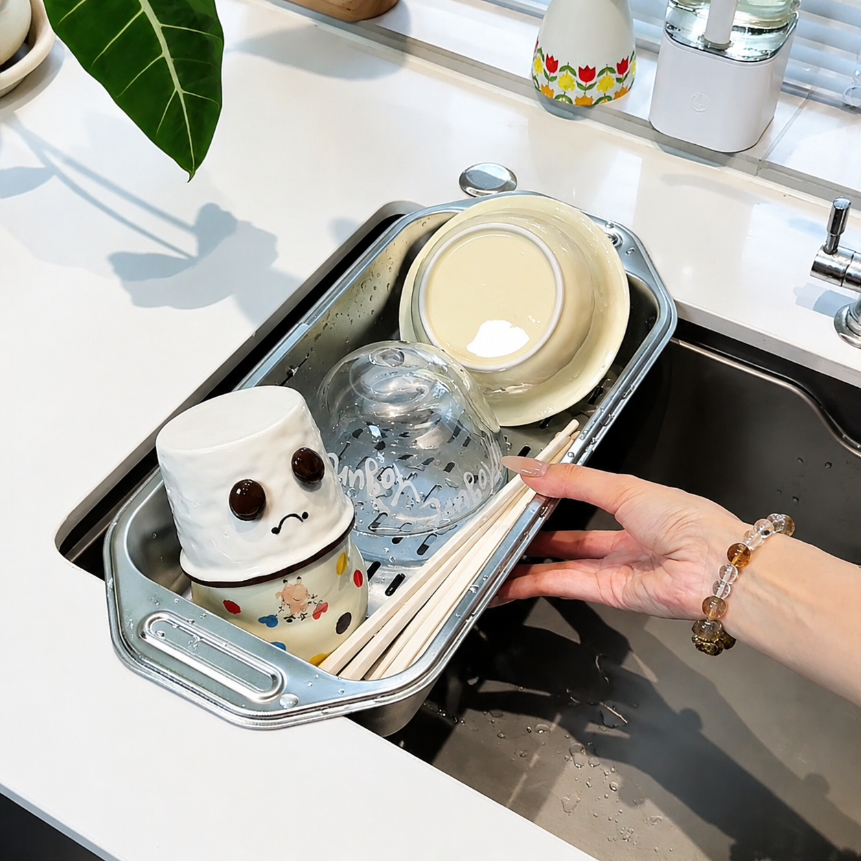 Expandable Stainless Steel Sink Colander Rack