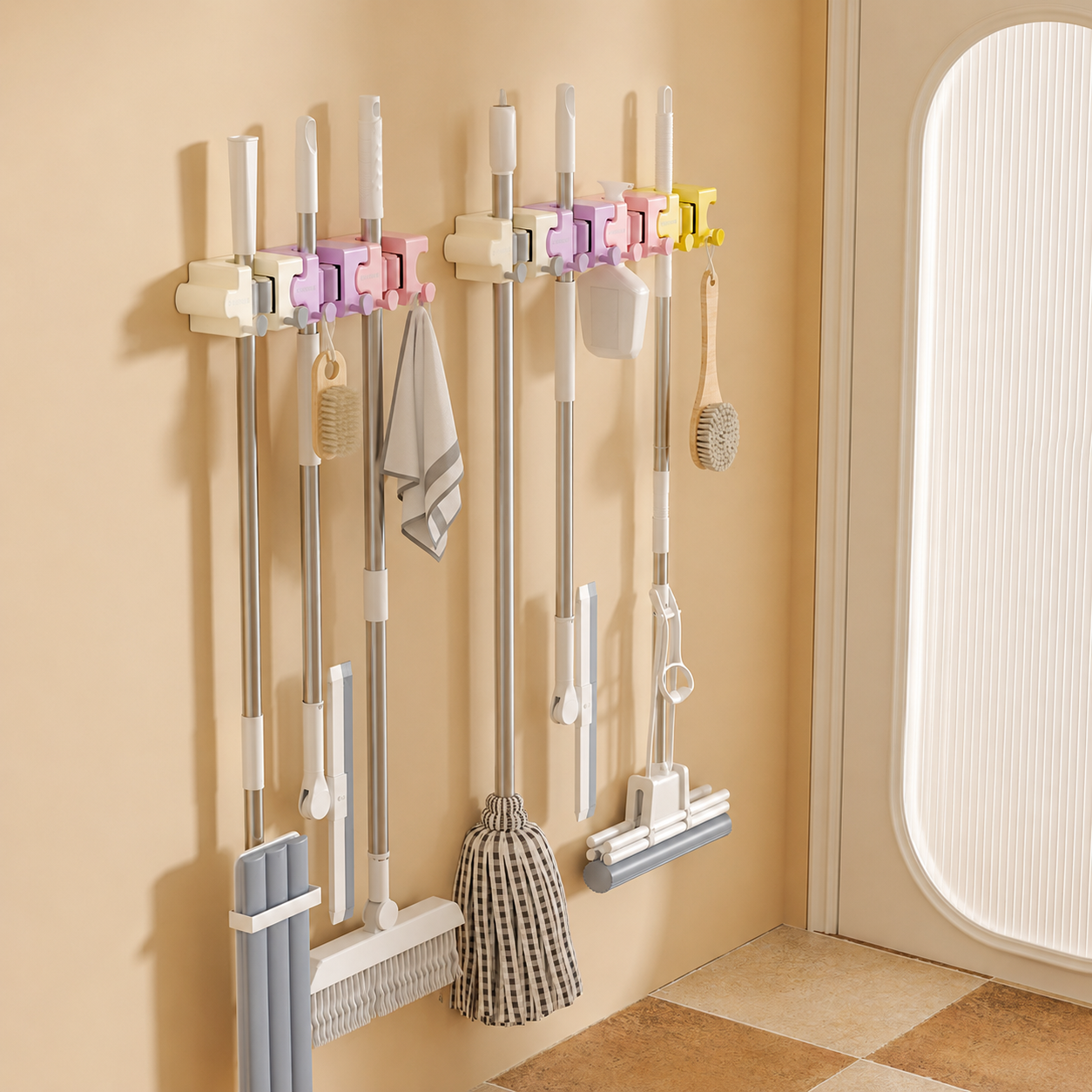 Macaron Wall-Mounted Mop Holder