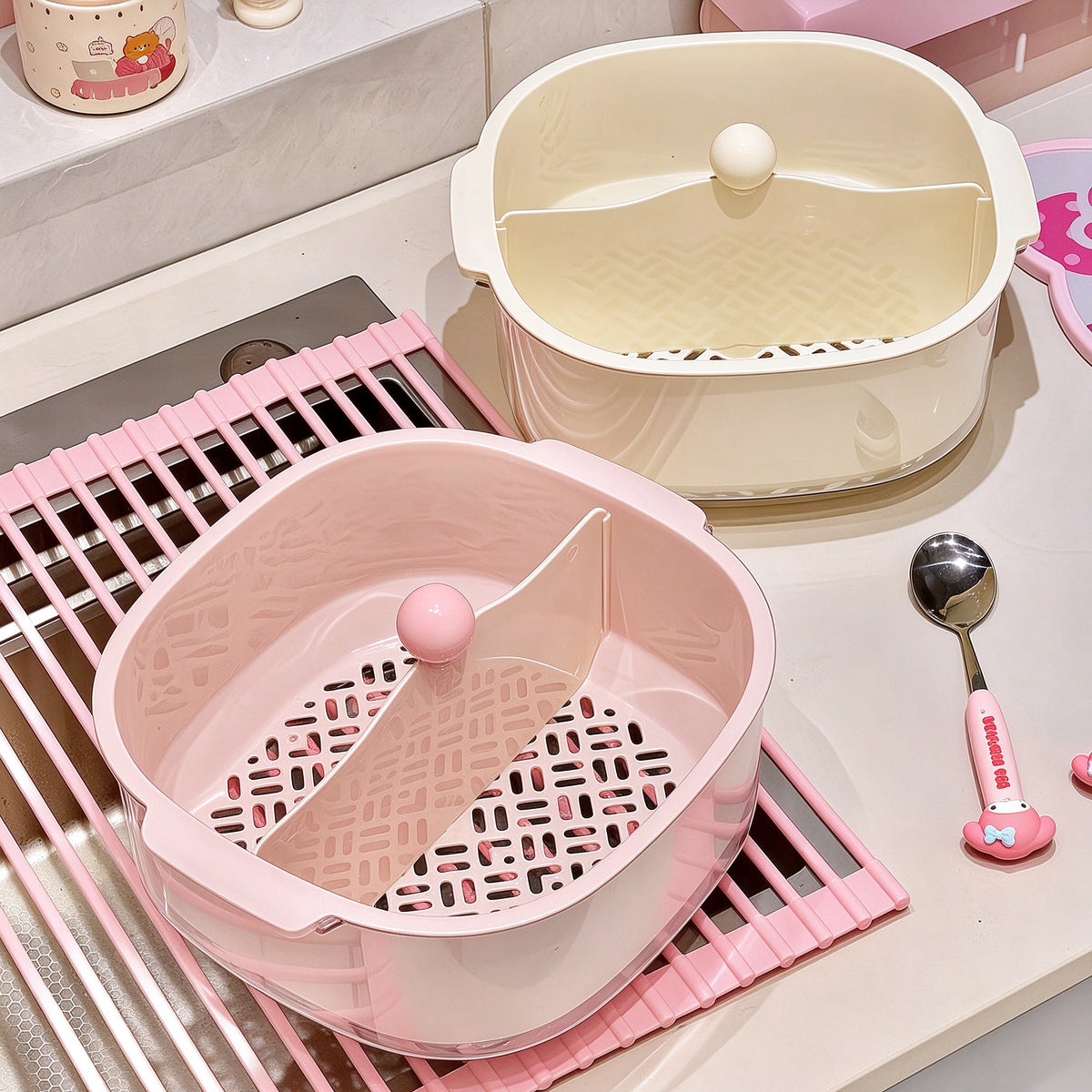 Double-Layer Divided Draining Basket