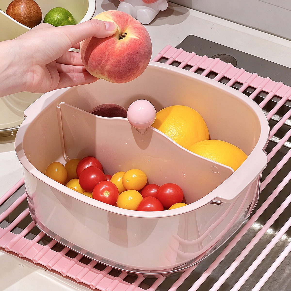 Double-Layer Divided Draining Basket
