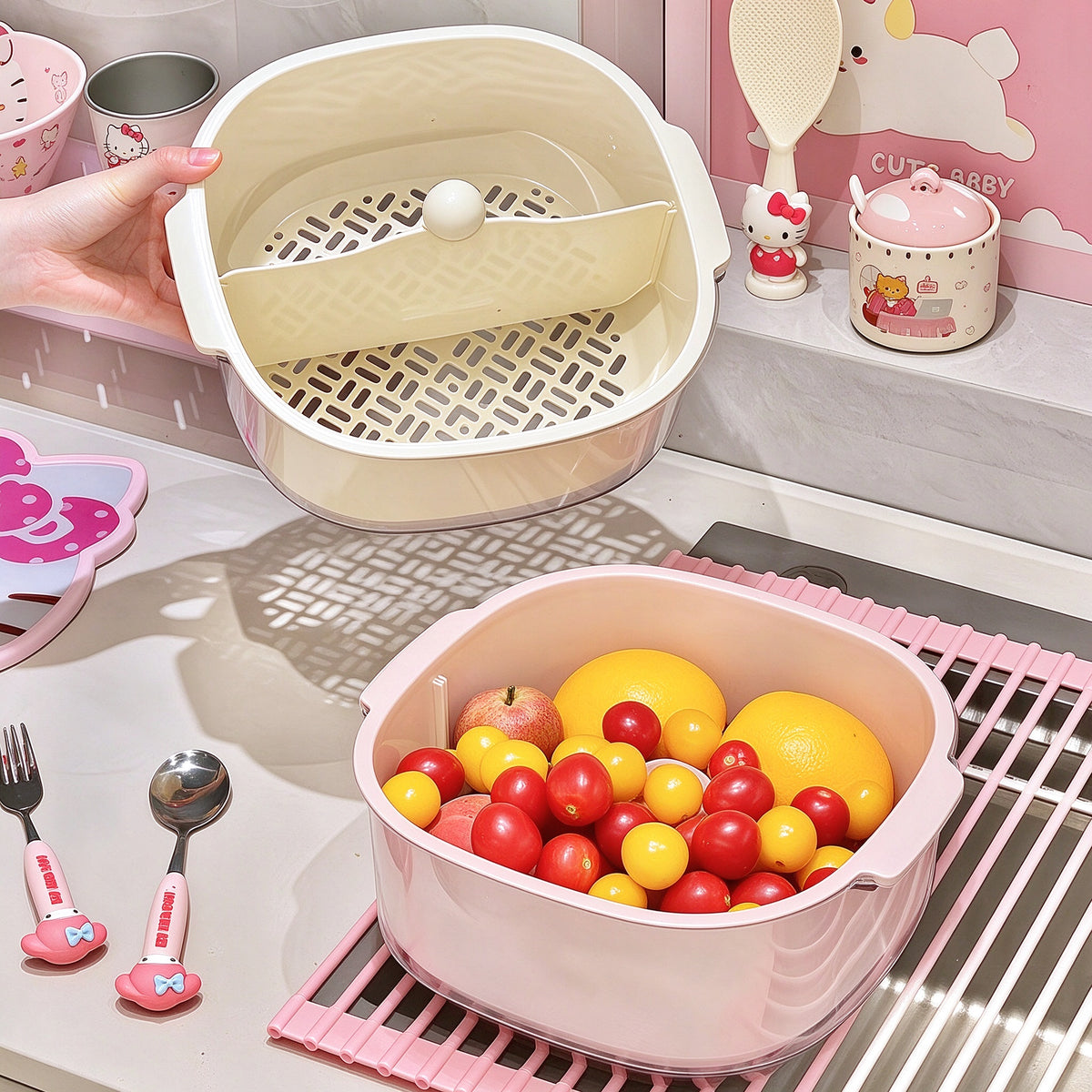 Double-Layer Divided Draining Basket