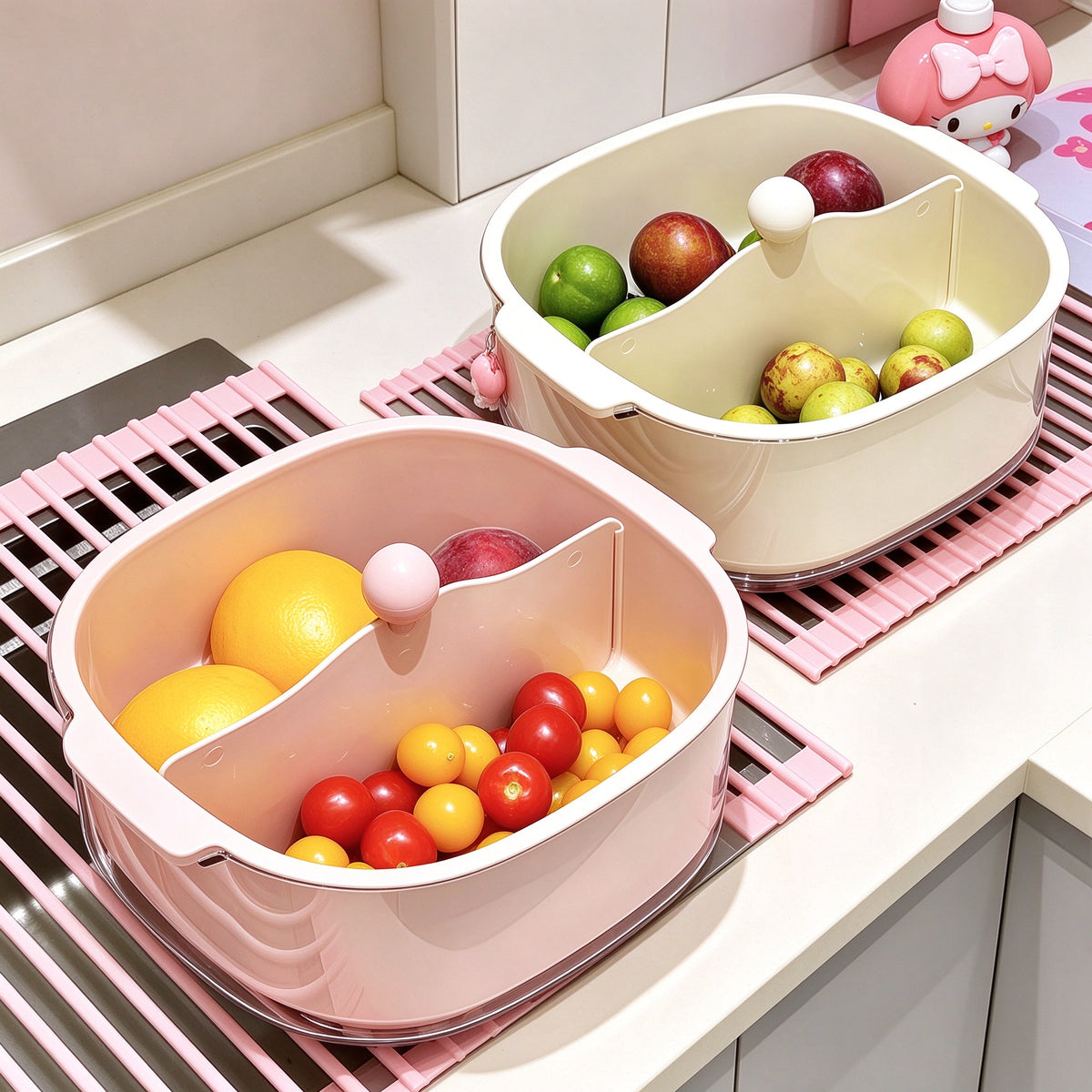Double-Layer Divided Draining Basket