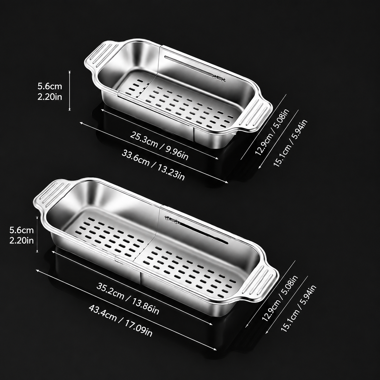 Expandable Stainless Steel Sink Colander Rack
