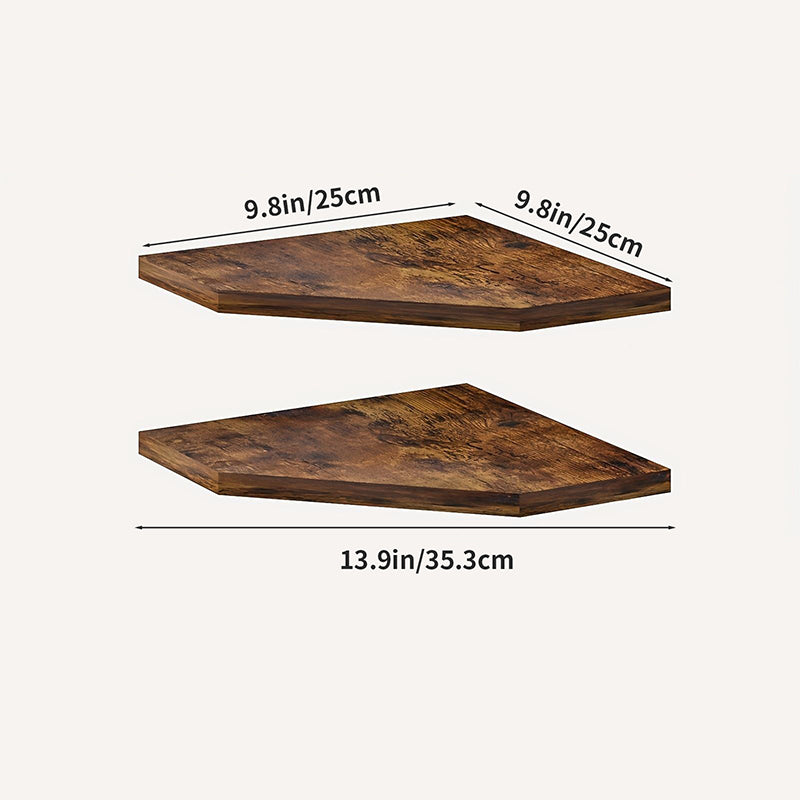 Wood Corner Wall Shelf Fan Shaped Storage Rack
