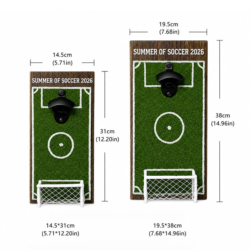 Soccer Field Wall Bottle Opener with Cap Catcher