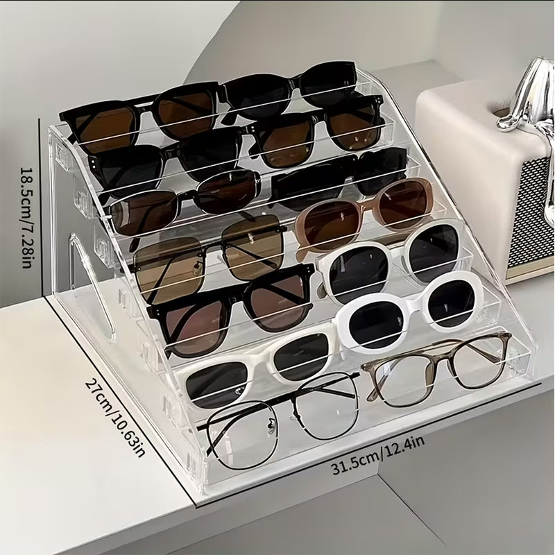 Large Capacity Acrylic Tiered Eyeglass Storage Rack