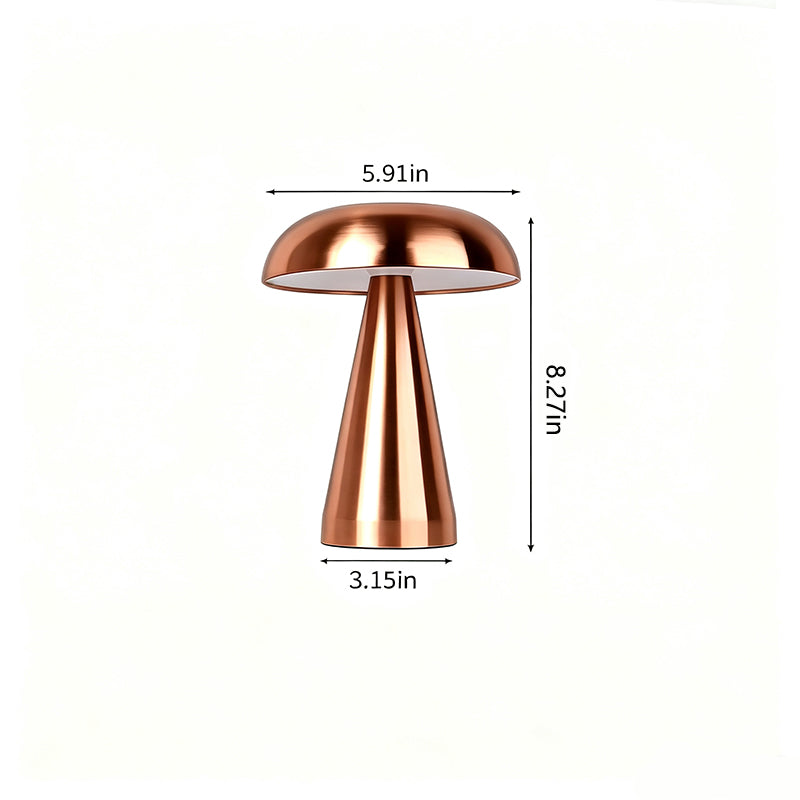 Rechargeable Metal Mushroom Table Lamp with Touch Dimming
