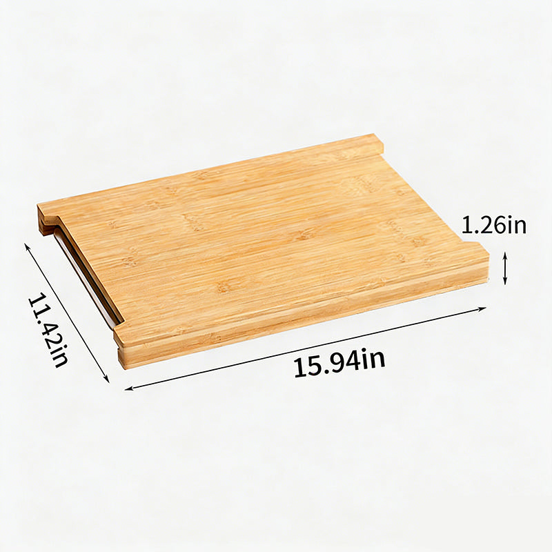 Bamboo Cutting Board with Built-In Pull-Out Tray
