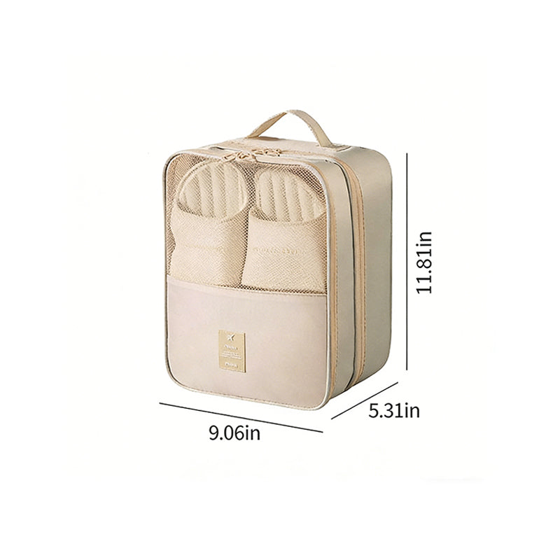 Portable Triple-Layer Shoe Organizer Bag with Back Pocket
