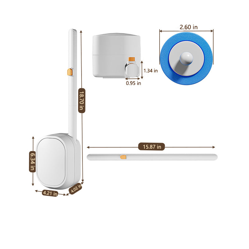 Toilet Brush Set with Disposable Heads and Built-in Cleaner