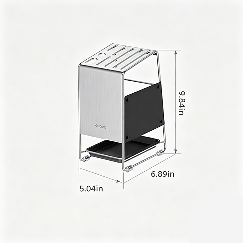 Ventilated Stainless Steel Knife Holder with Removable Drip Tray
