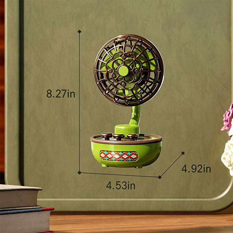 Portable Retro Fan with 3 Speeds & Ambient Light