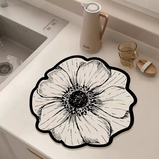 Rose-pattern Water Draining Mat