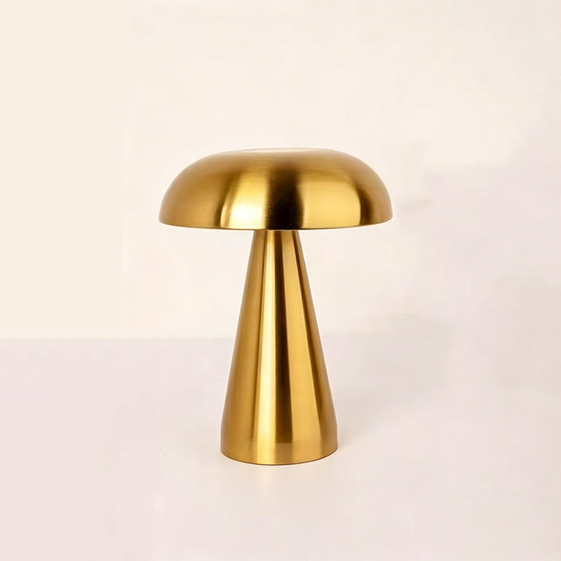 Rechargeable Metal Mushroom Table Lamp with Touch Dimming