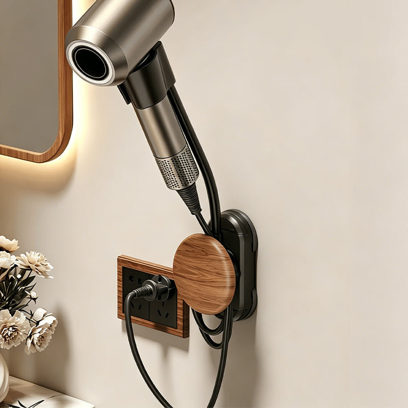 No-Drill Dual Suction Cup Hair Dryer Holder with Cord Organizer