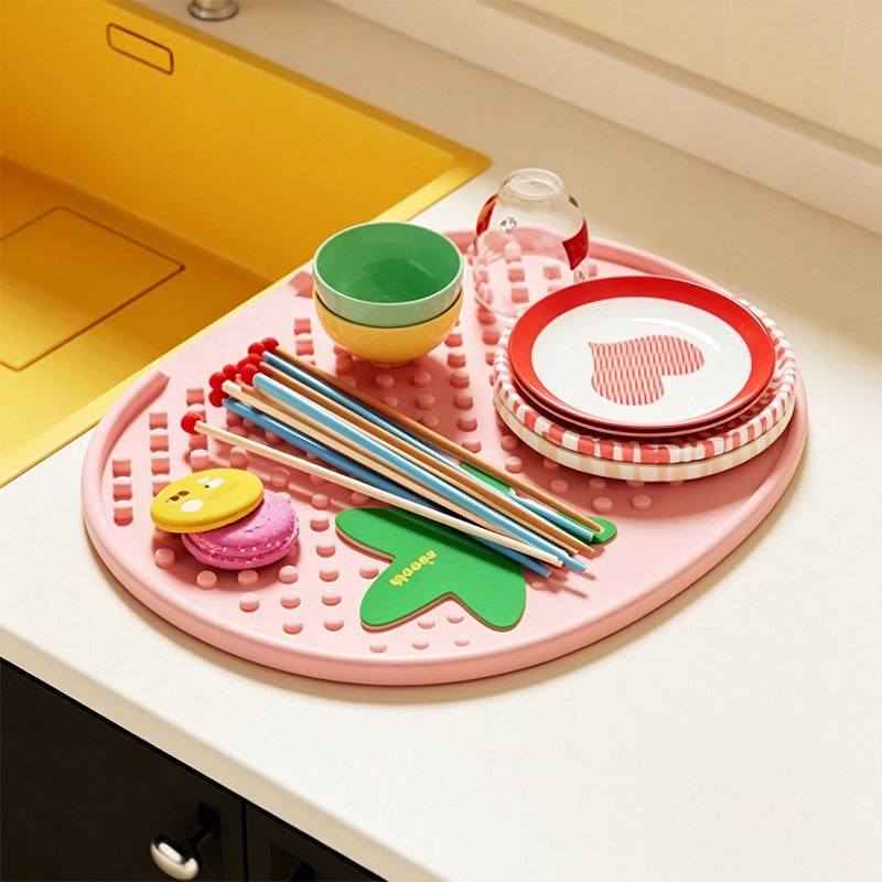13° Sloped Tomato-Style Silicone Dish Drying Mat–Large Capacity & Leak-Proof Design