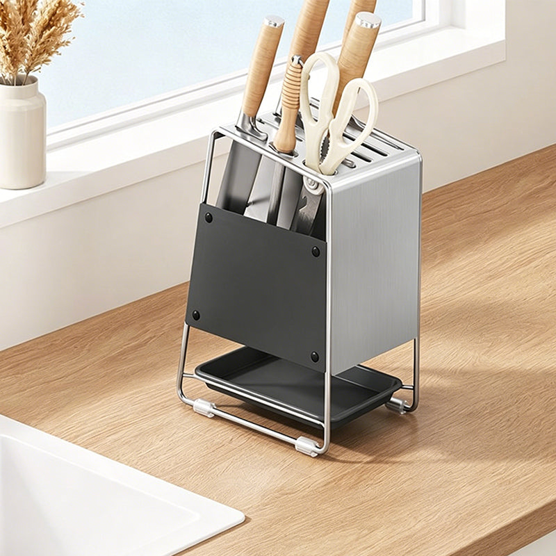Ventilated Stainless Steel Knife Holder with Removable Drip Tray