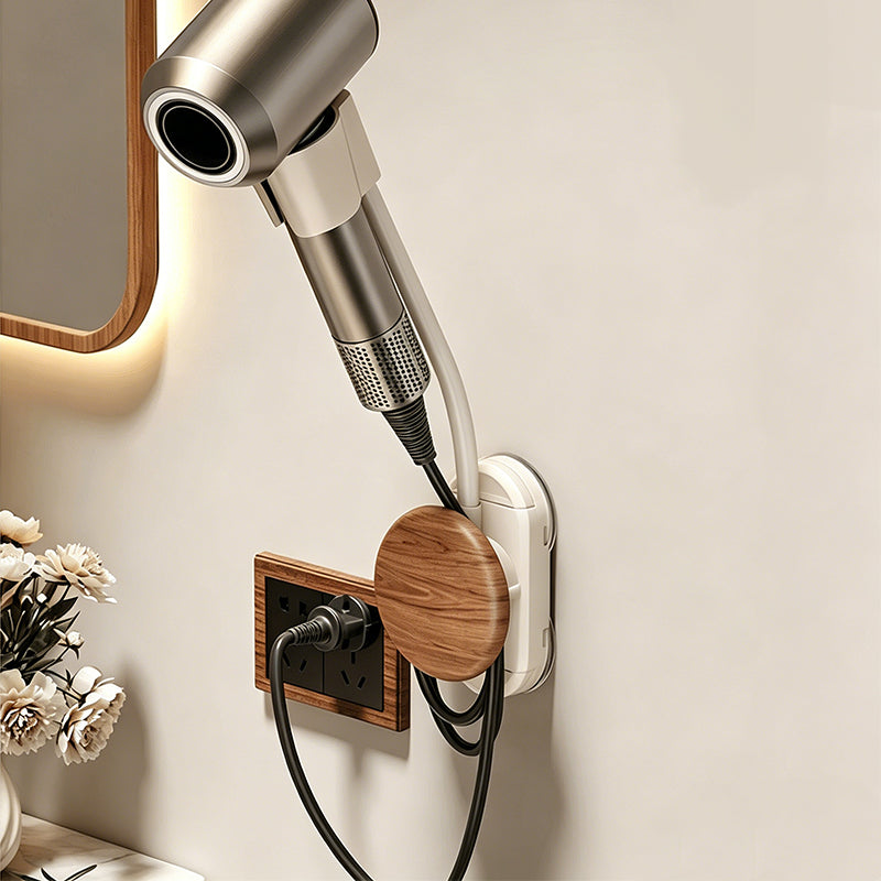 No-Drill Dual Suction Cup Hair Dryer Holder with Cord Organizer