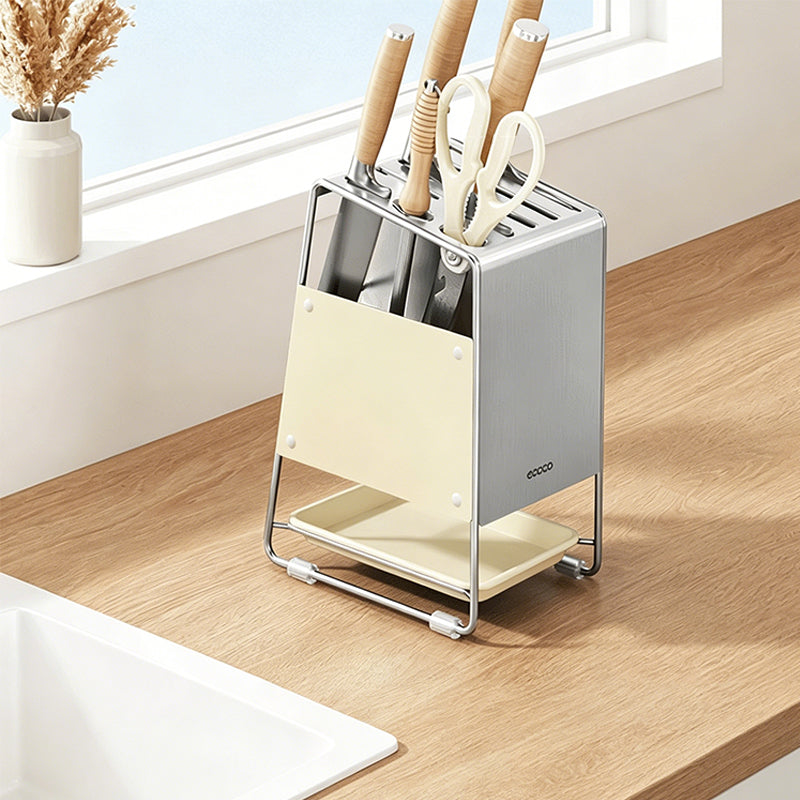 Ventilated Stainless Steel Knife Holder with Removable Drip Tray