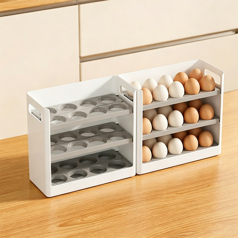 Multi-Layer Foldable Refrigerator Door Egg Organizer