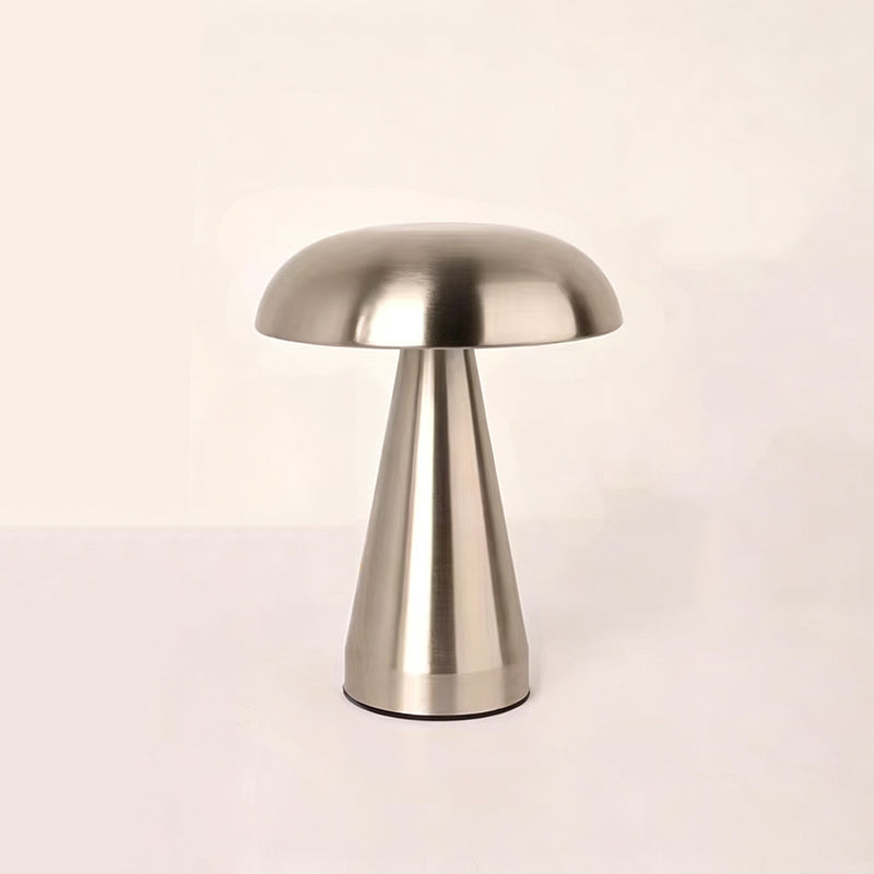 Rechargeable Metal Mushroom Table Lamp with Touch Dimming